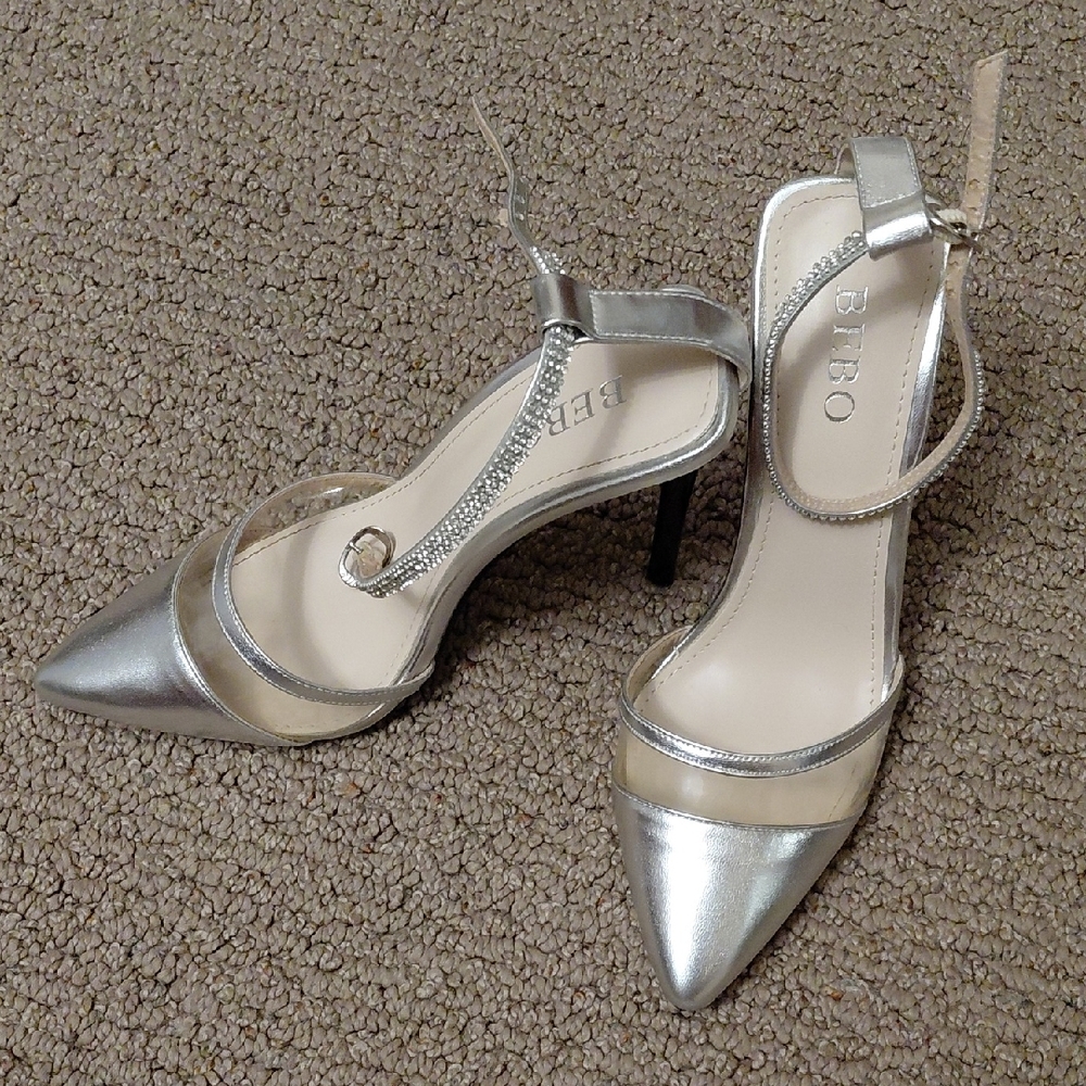 BEBO Rhinestone Embellished Ankle Strap Heels Size 5.5